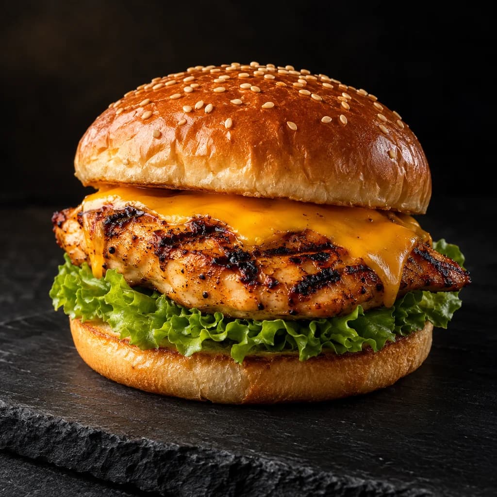 Smoked Grilled Chicken Burger with Cheese